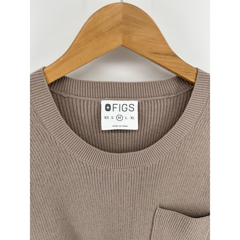 FIGS Off Shift Ribbed Knit Pullover Sweater Sz M Medical Nursing Loungewear - Picture 4 of 12
